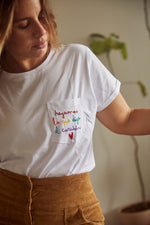 Load image into Gallery viewer, Hagamos Lo Que Diga El Corazón Embroidered t-shirt
