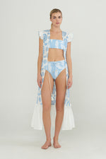 Load image into Gallery viewer, Azalea Ruffle Sleeves Sky Eyelet kimono