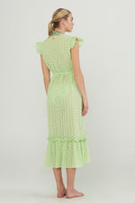 Load image into Gallery viewer, Eyelet Ruffled Sleeves kimono - Celery