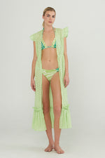 Load image into Gallery viewer, Eyelet Ruffled Sleeves kimono - Celery