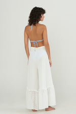 Load image into Gallery viewer, Mixed Tie Waist Eyelet Pants - Ivory