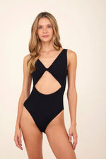 Load image into Gallery viewer, Textured Wave Black Twix One Piece
