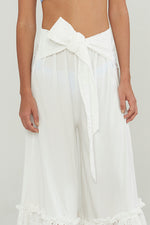 Load image into Gallery viewer, Mixed Tie Waist Eyelet Pants - Ivory
