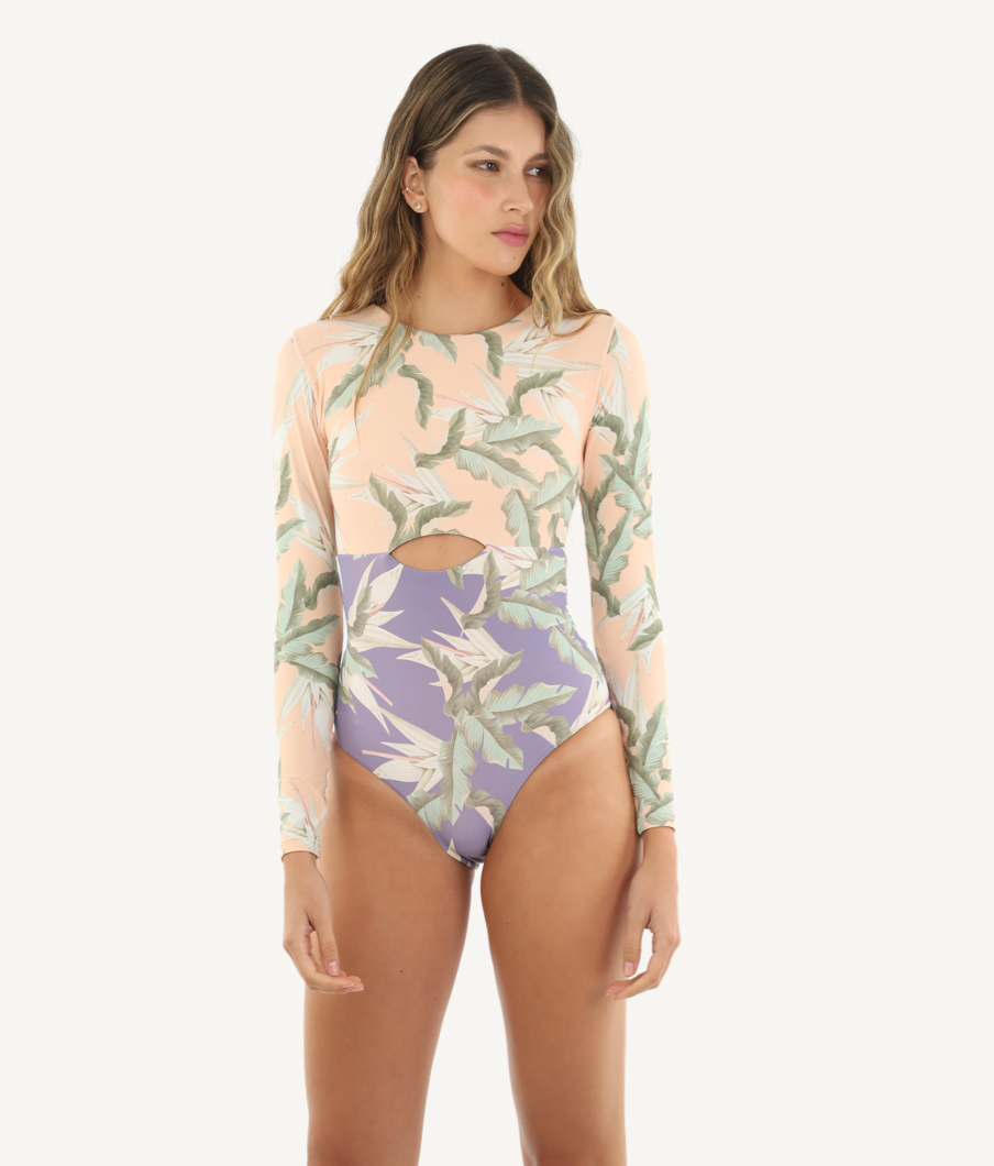 Tropical Periwinkle Amaya One Piece Long Sleeves