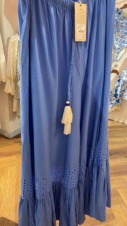 Mixed Eyelet Pants - Indigo