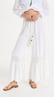 Mixed Eyelet Pants - Ivory
